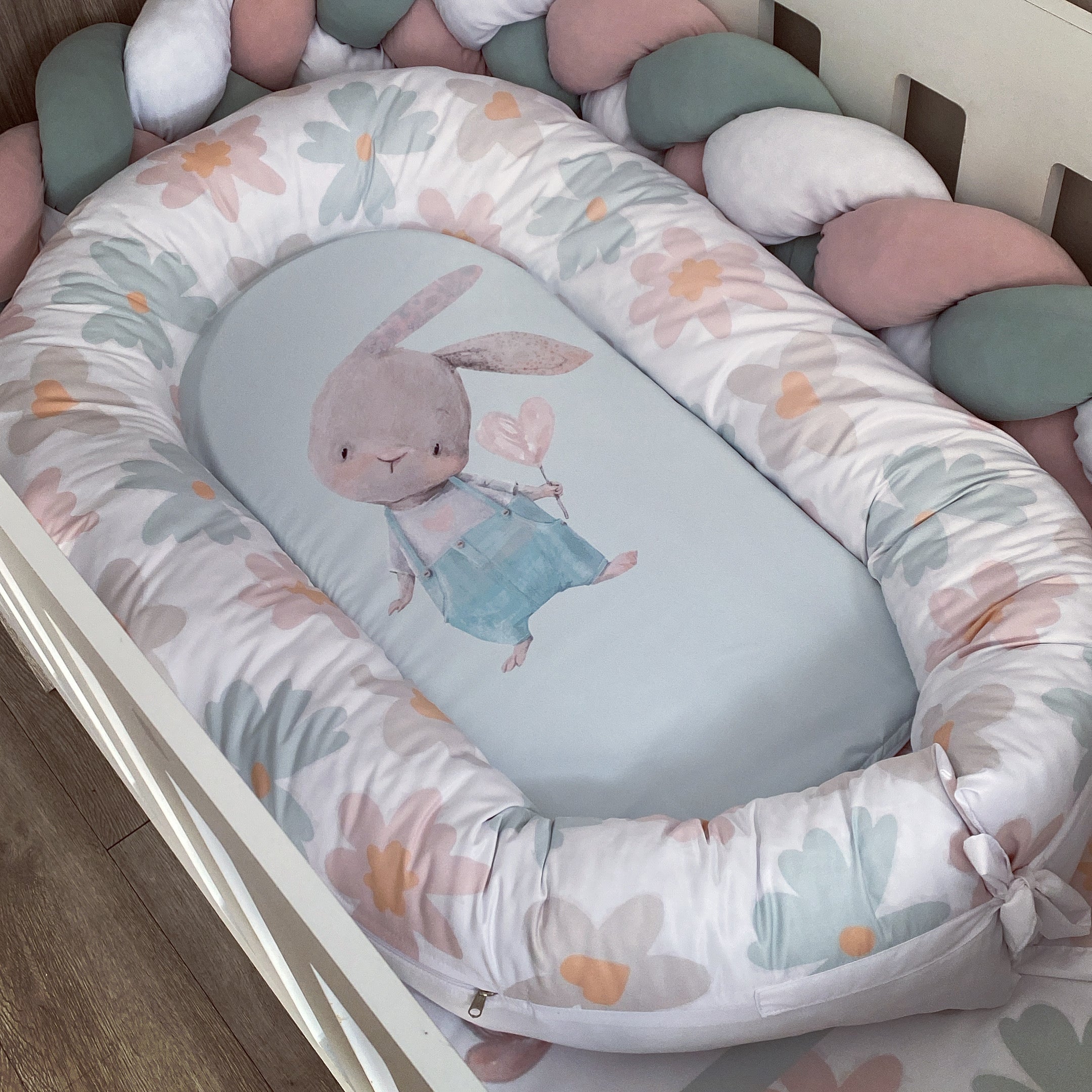 Nest - Pink Sage Bunny 02 baby nursery snuggle nests South Africa