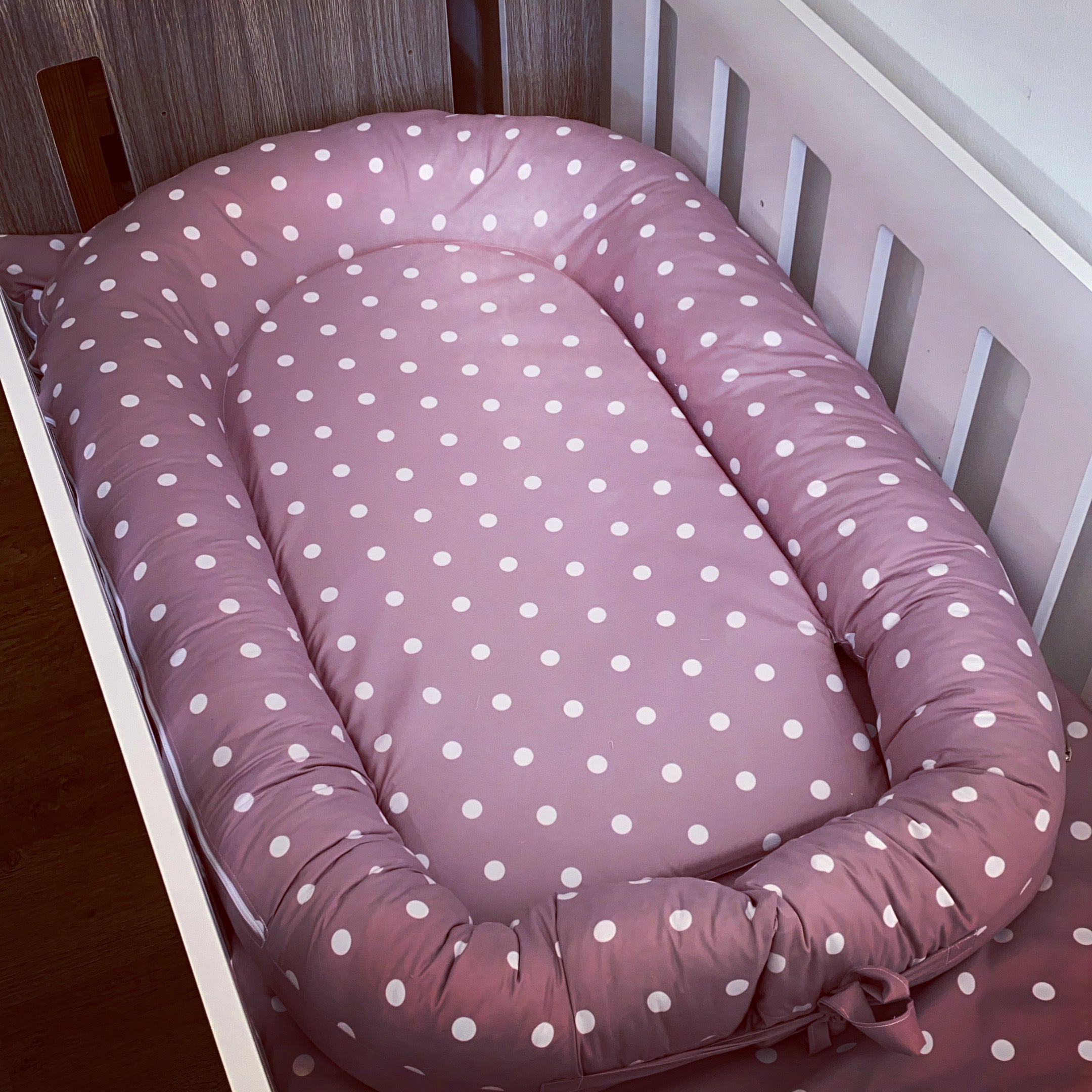 Nest - Dusty Pink Dots 01 baby nursery snuggle nests South Africa