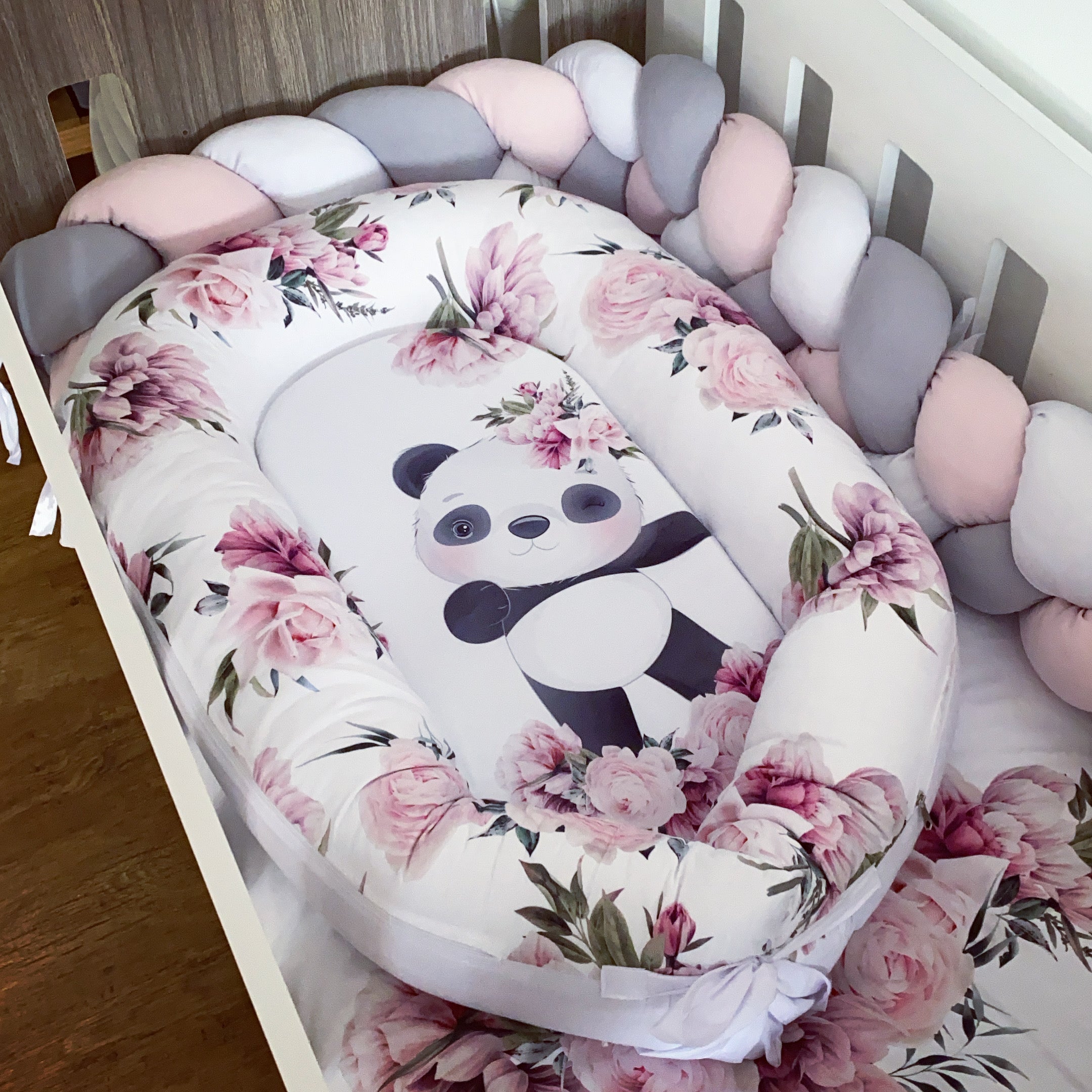 Cot Bedding - Peach Panda Set 02
