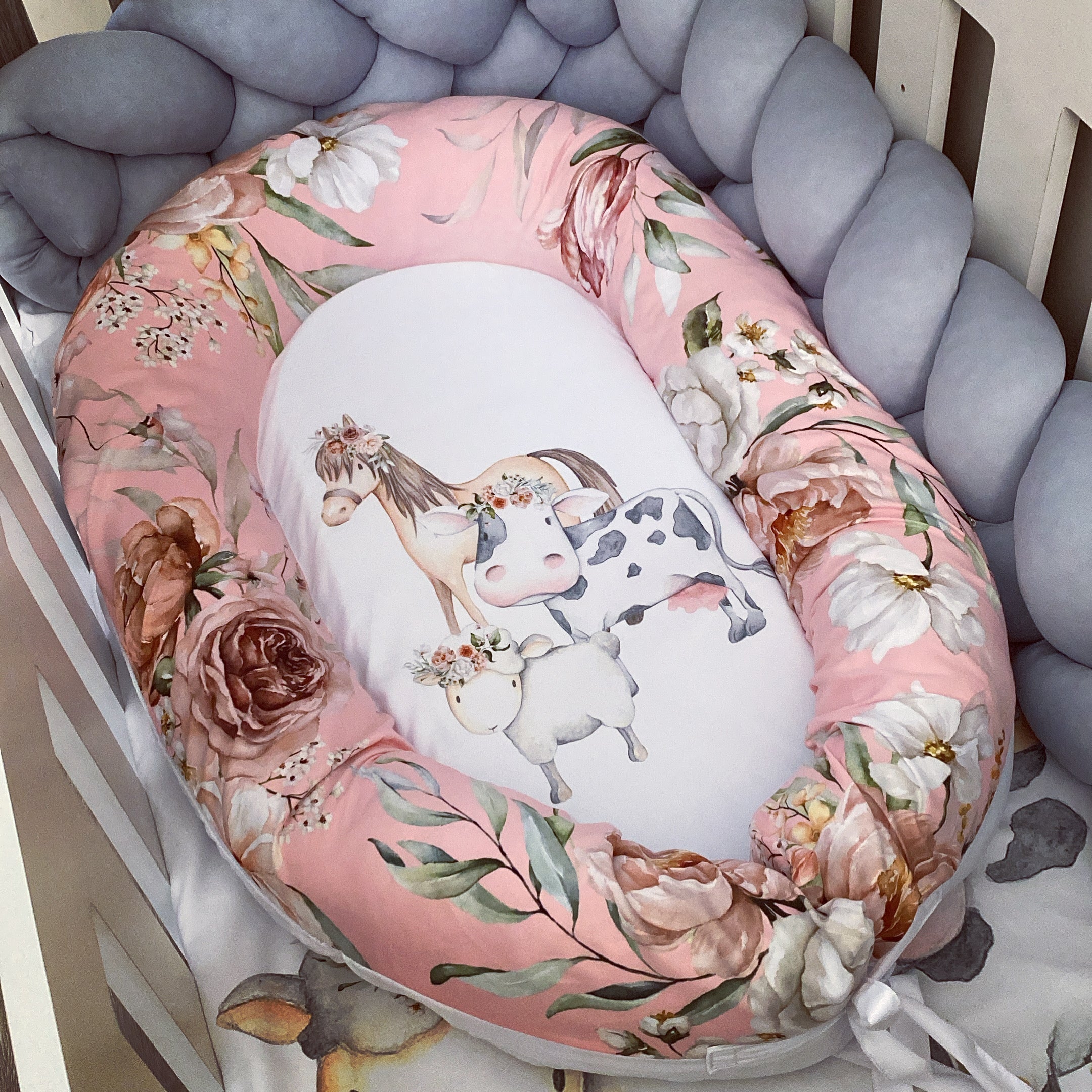 Cot Bedding - Pink Farm Set 05