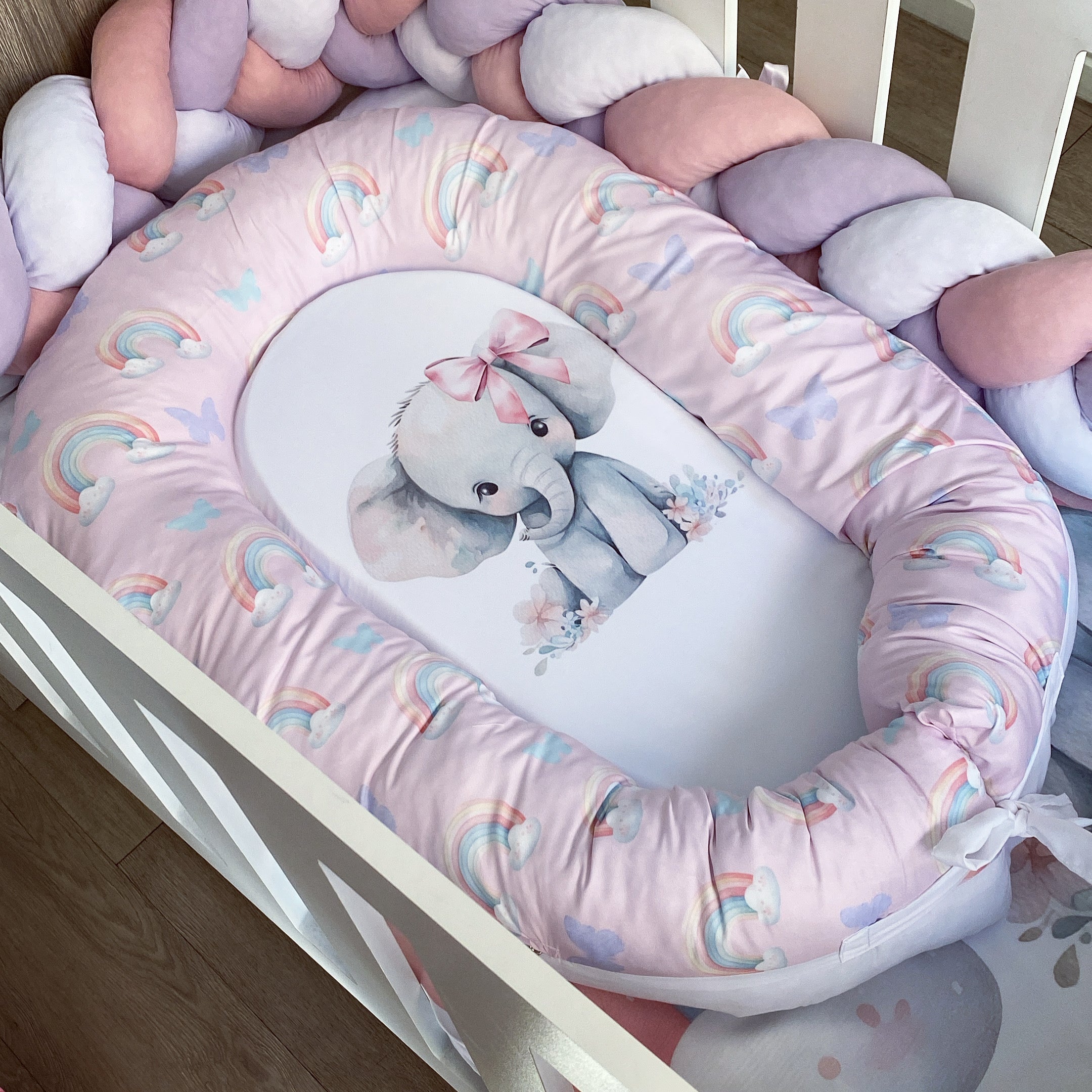 Cot Bedding - Rainbow Elephant Set 02