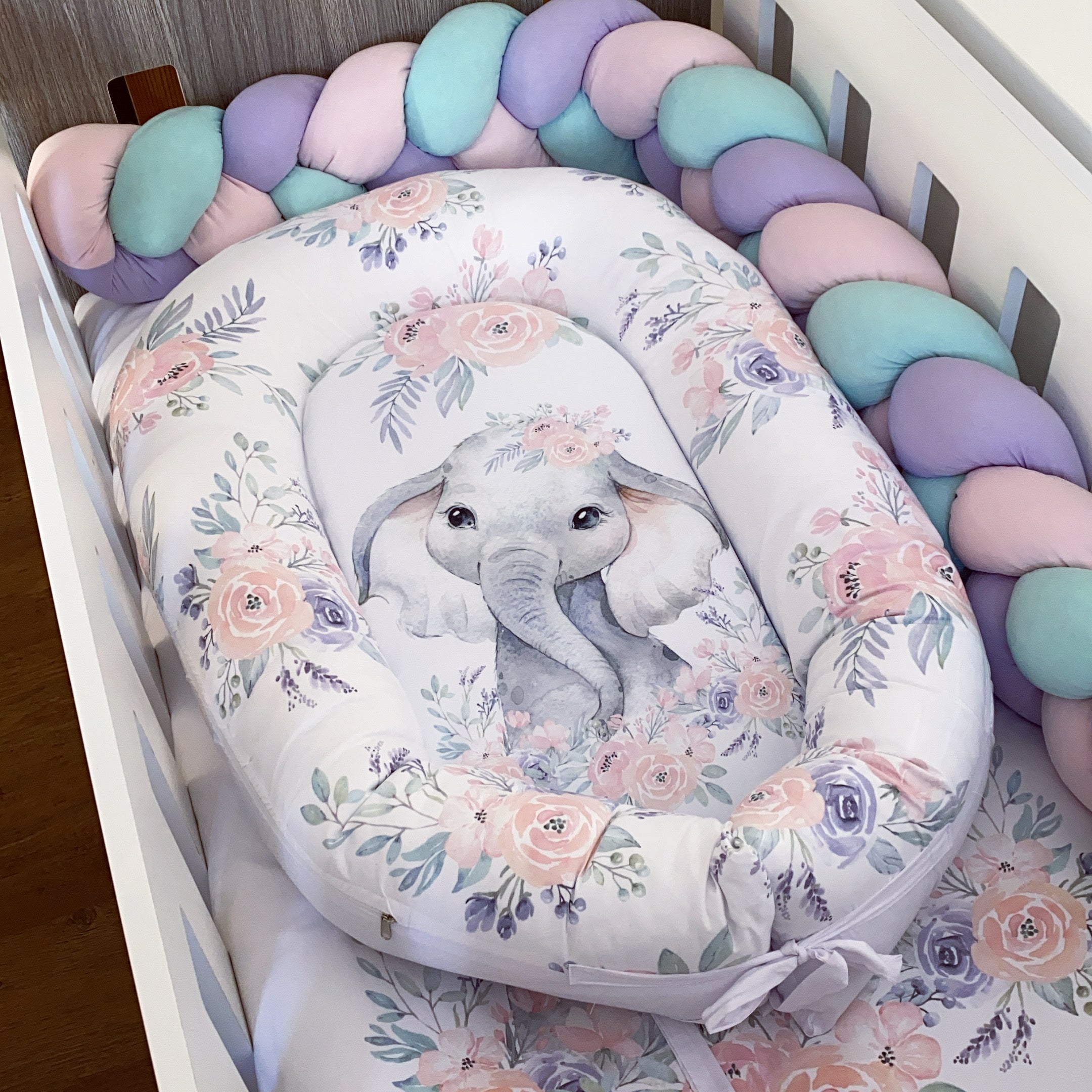 Nest - Pink Flowers Elephant 06 baby nursery snuggle nests South Africa