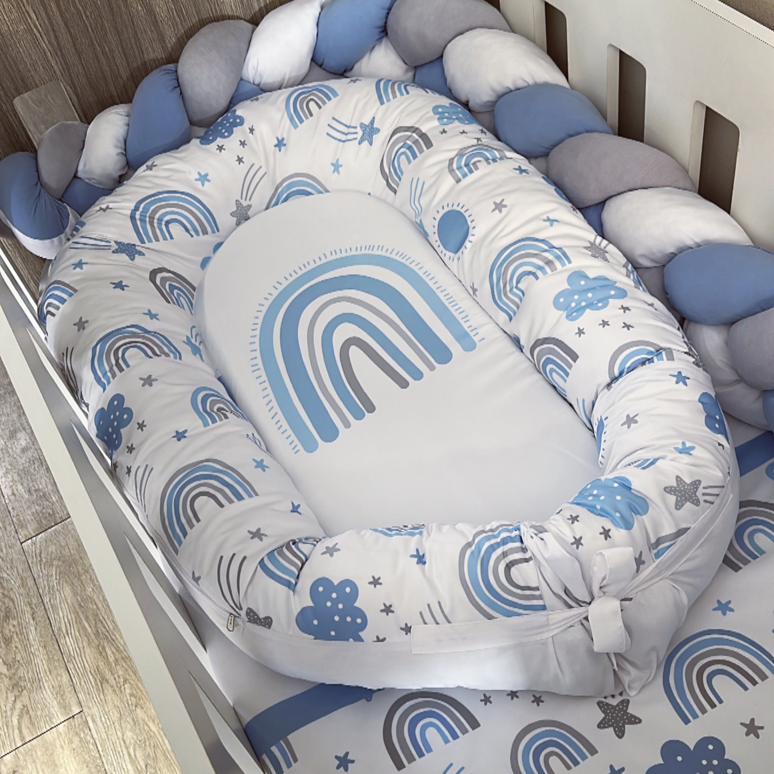 Nest - Blue Rainbow 01 baby nursery snuggle nests South Africa