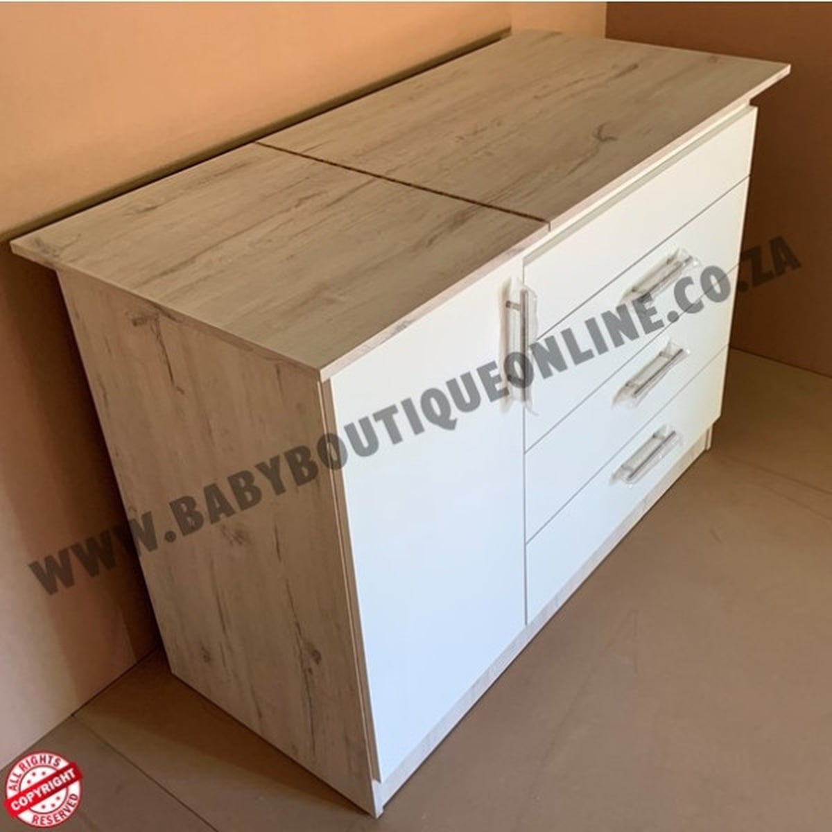 B0291-Bath Compactum 3 Drawer - White & Nordic Ice Baby Boutique Online SA1