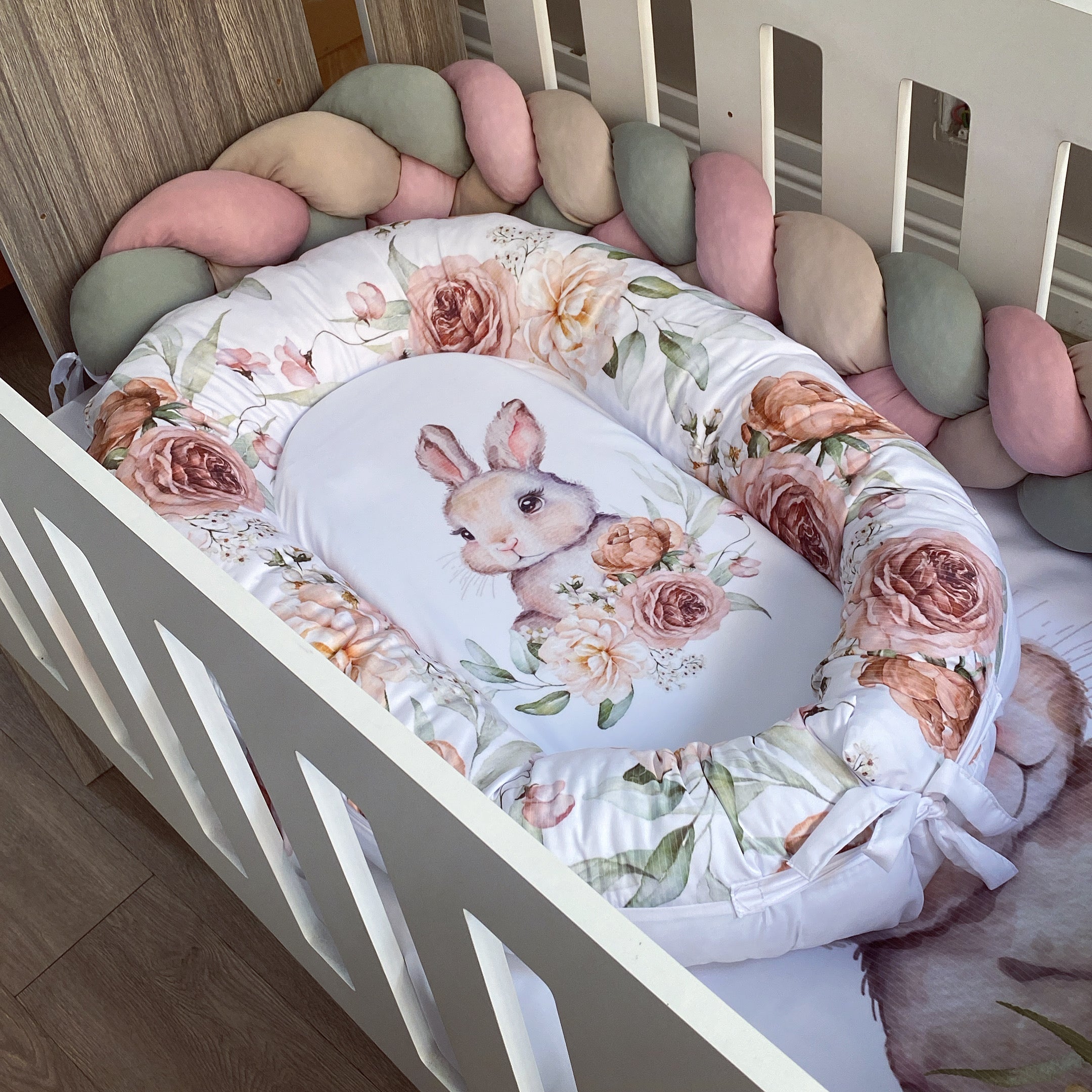 Cot Bedding - Pink Sage Bunny Set 01