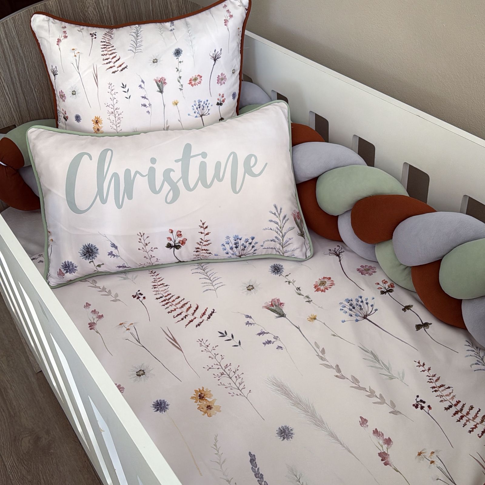 Cot Bedding - Sage Floral Set 01