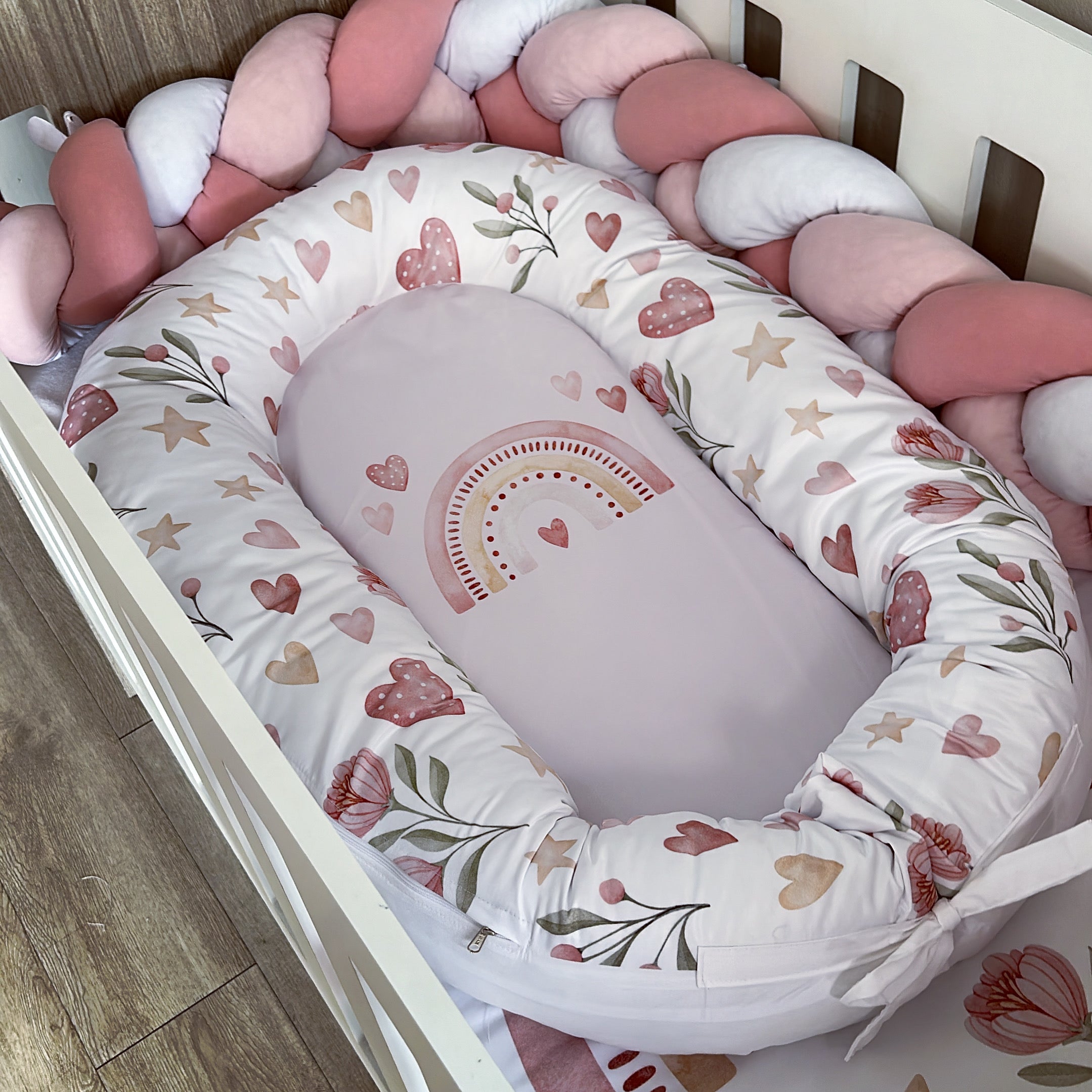 Cot Bedding - Pink Boho Rainbow Set 04