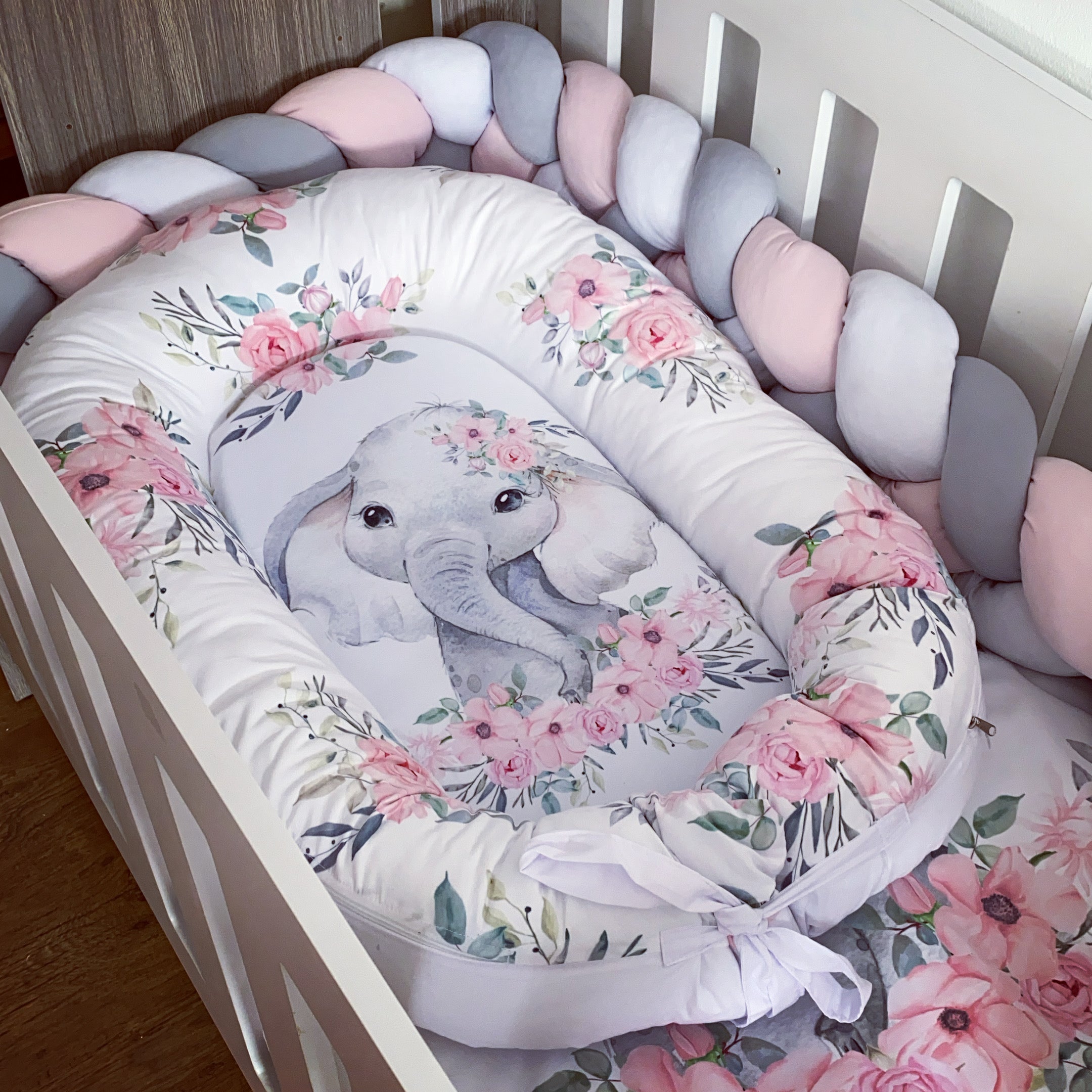 Nest - Pink Flowers Elephant 05 baby nursery snuggle nests South Africa
