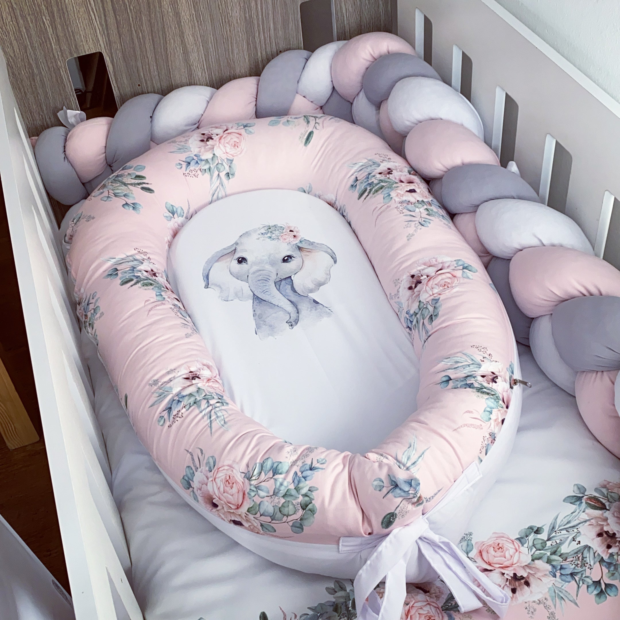 Nest - Pink Flowers Elephant 02 baby nursery snuggle nests South Africa