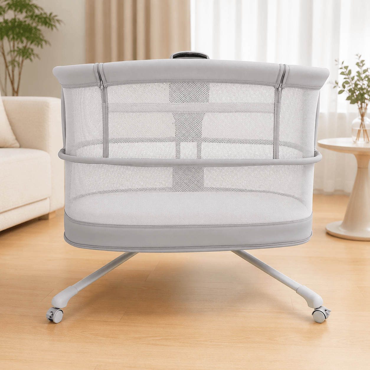 Dream Starlight Bedside Bassinet - Grey