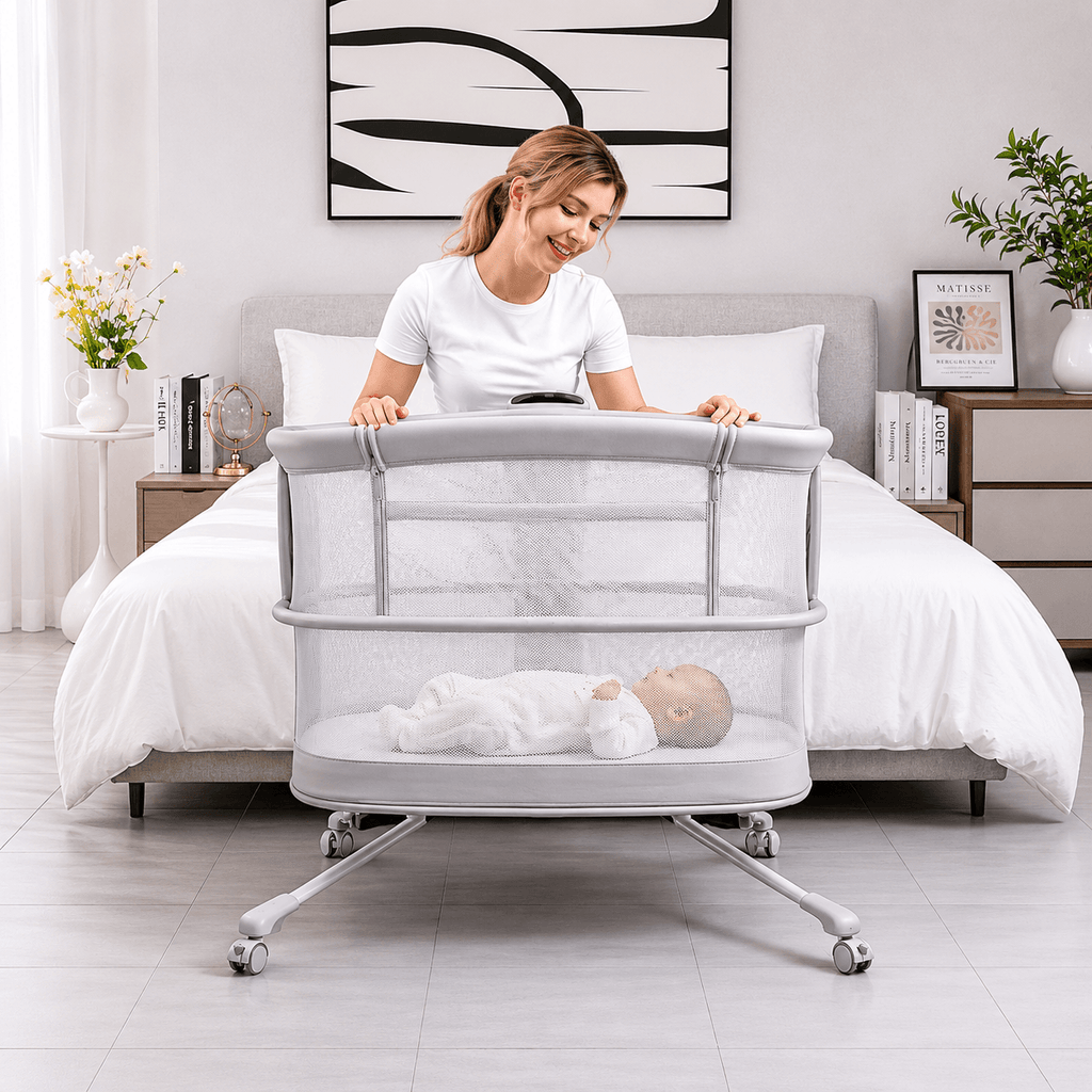 Dream Starlight Bedside Bassinet - Grey