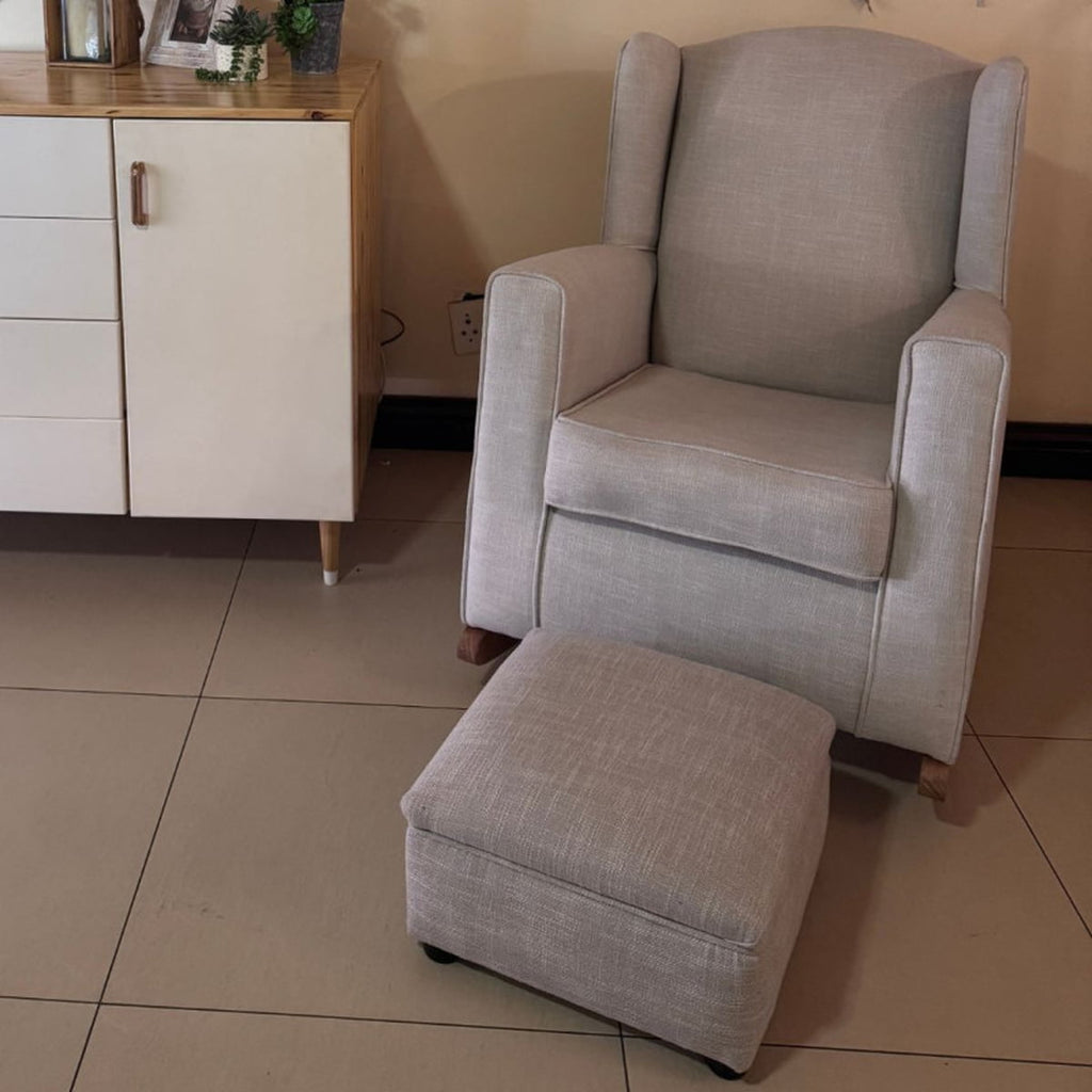 Modern Rocking Chair with Ottoman - Dark Grey