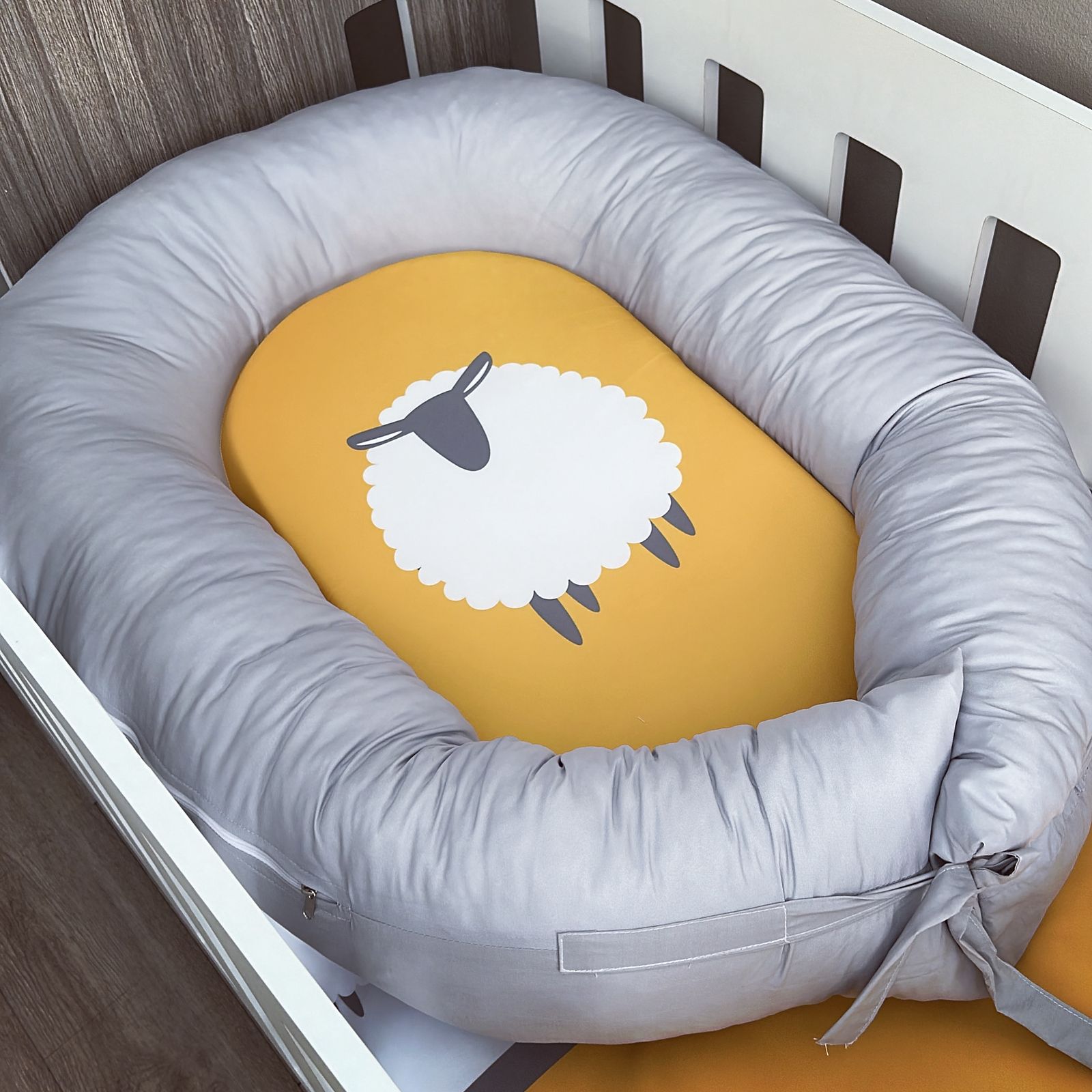Nest - Mustard Sheep 01 baby nursery snuggle nests South Africa