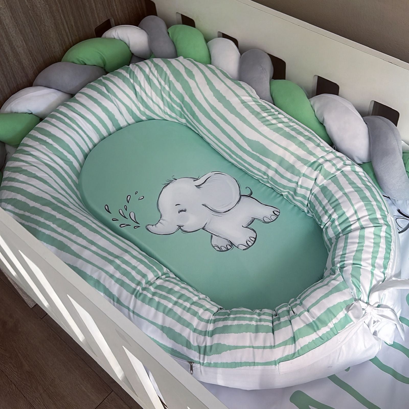 Nest - Green Elephant 04 baby nursery snuggle nests South Africa