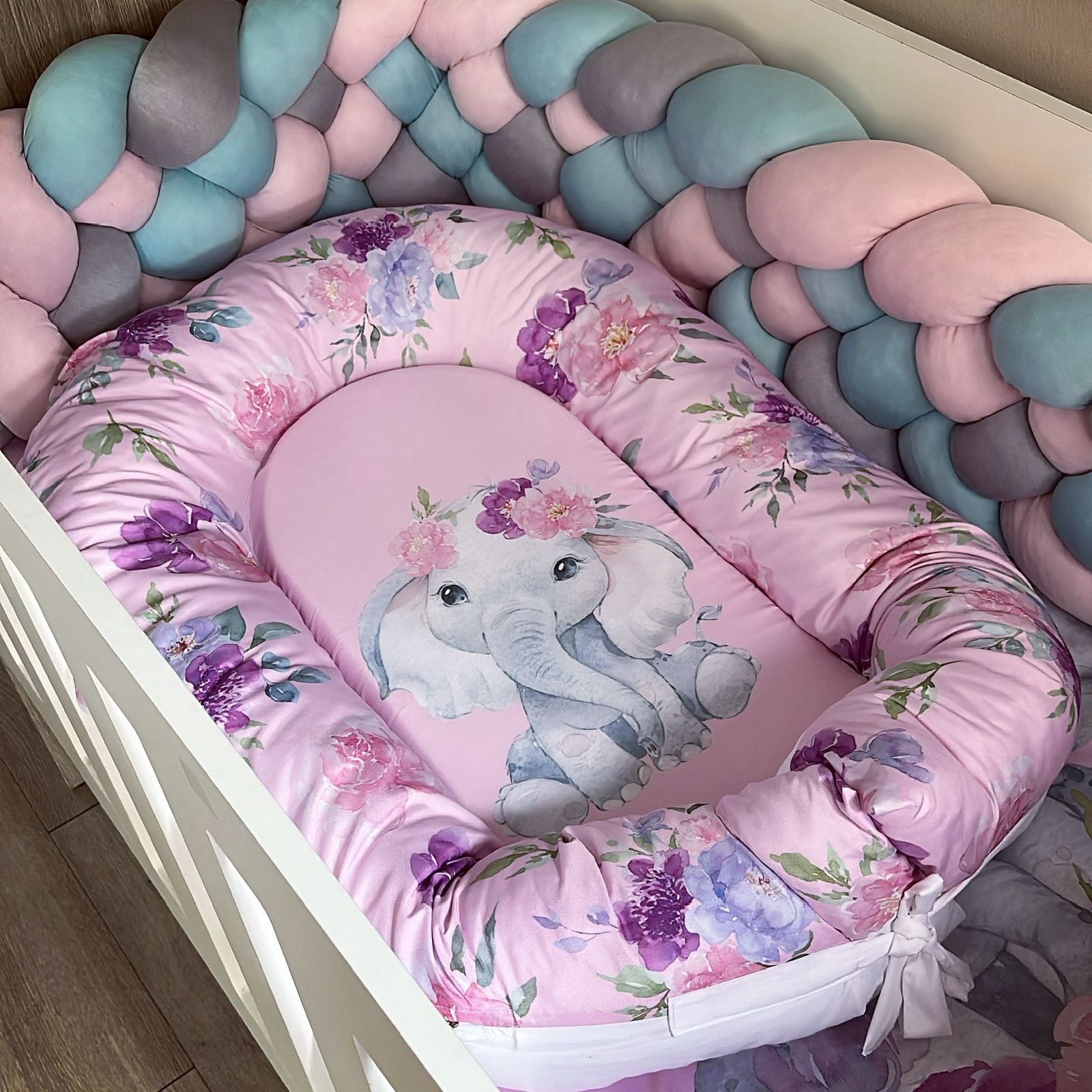 Nest - Pink Flowers Elephant 07 baby nursery snuggle nests South Africa